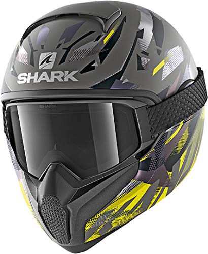 Casco moto Shark VANCORE 2 KANHJI MAT AYK, Grigio/Nero/Giallo, XS
