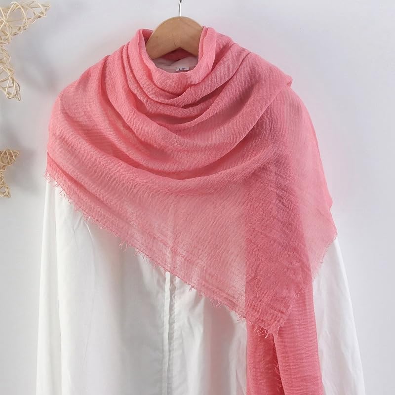 Image of Crinkled PolyCotton Scarf for Women - 180 x 90 cm Stole for Women | PolyCotton Scarf for Summers, Head Cover for Women | Lightweight Scarf for Women | Women Accessory