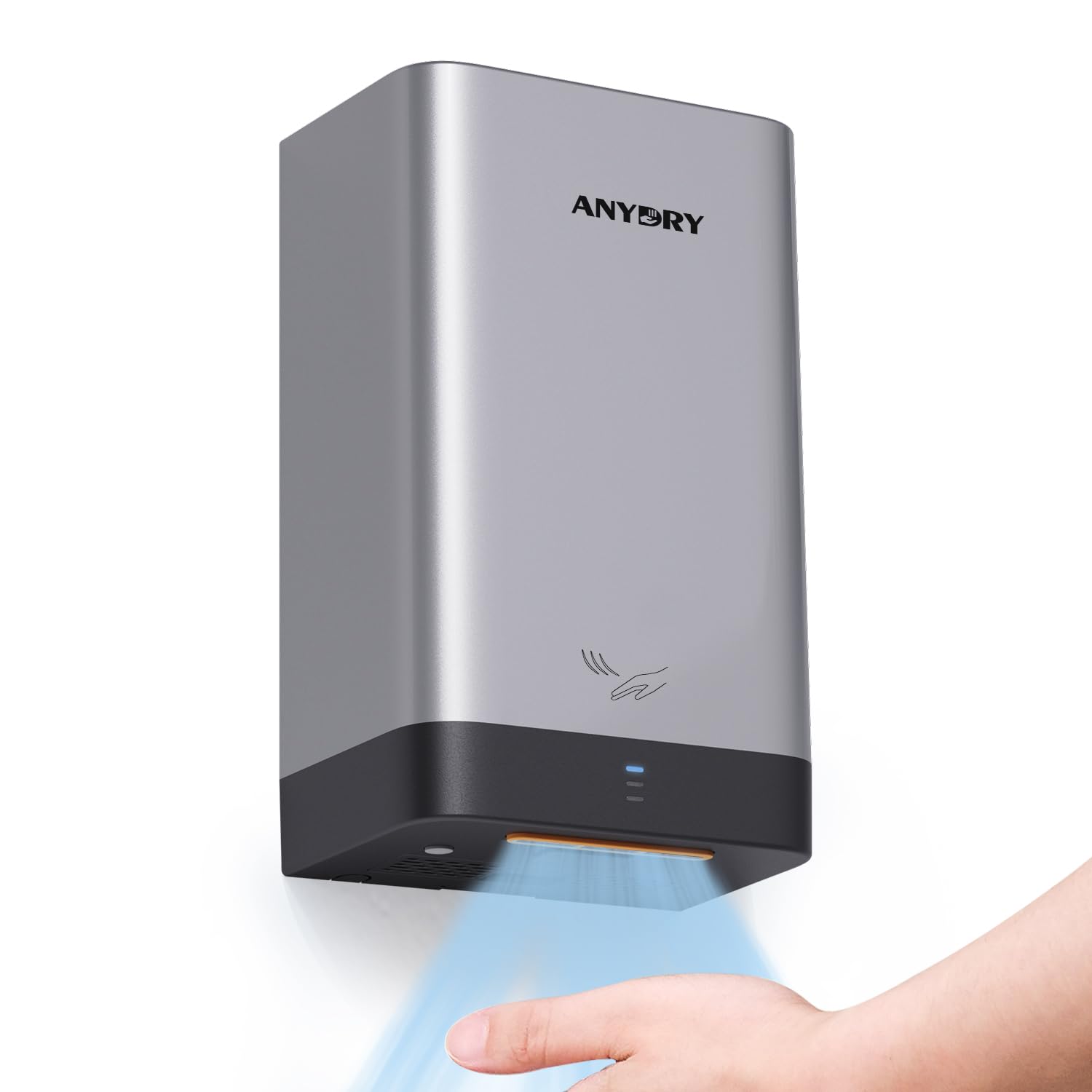 Person drying hands under anydry AD2822 hand dryer