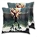 Lot de 2 taies d'oreiller Anime Attaque des Titans Eren Yeager et Colossal Titan Home Housses de coussin pour garçons filles 55 x 55 cm
