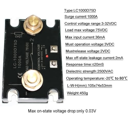Relais CC Tension 1000A SSR Haute Puissance pour Commutation Moteur sans Arc