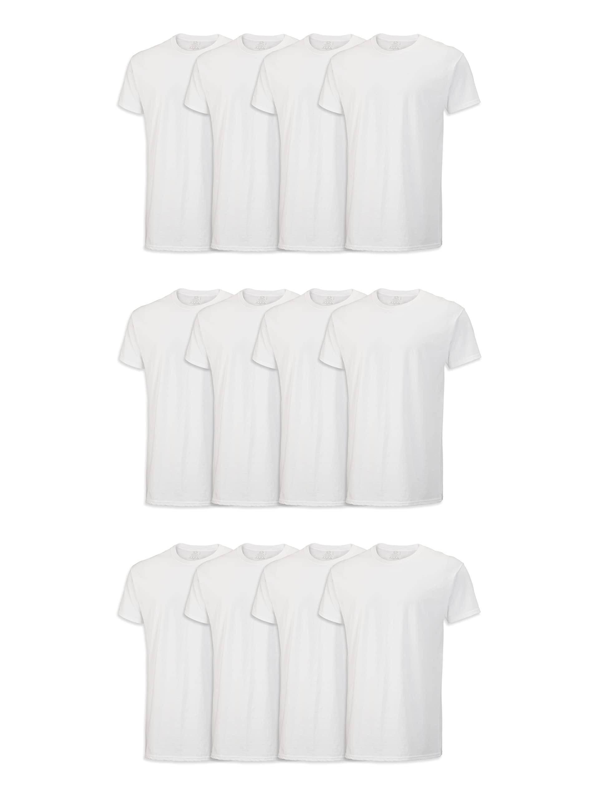 Photo 1 of Fruit of the Loom Men's Eversoft Cotton Stay Tucked Crew T-Shirt Regular Fit 3X-Large Regular - 12 Pack - White