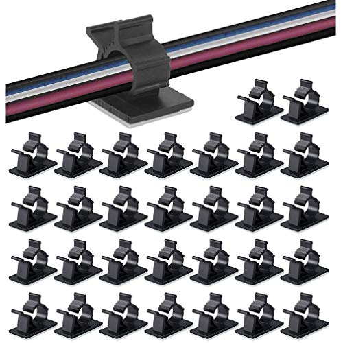 ケーブルクリップ 50個入 4階段調節可能コードクリップ ケーブルホルダー コードフック ケーブル収納 コード管理 結束固定ベース 粘着シート付 ケーブル固定具 by MAVEEK