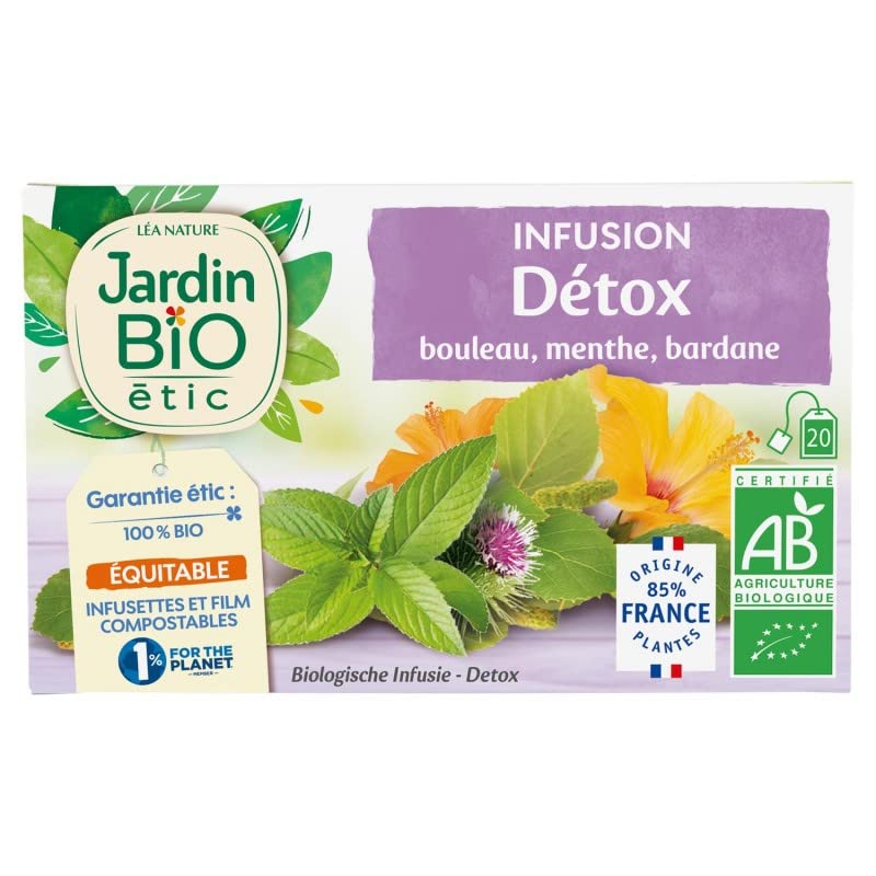 JARDIN BIO - Infusion Détox Bio 20 Sachets + Étui 30G - le Lot De 4