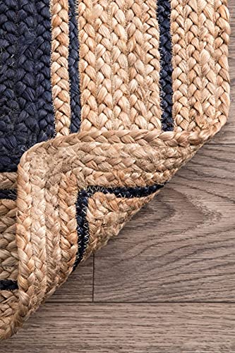 Image of Jute Braided Natural Hand Woven & Reversible Rug for Living Room Kitchen Entryway, Farmhouse Rustic Burlap Carpet Floor Mat (Bdesign, 6X8-feet)