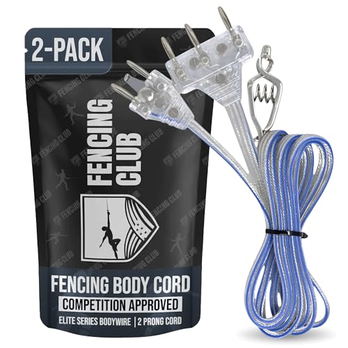 Fencing Club Fencing Foil/Saber Body Cord, Elite Series Bodywire, 2 Prong Cord, Clear Wire, Competition...