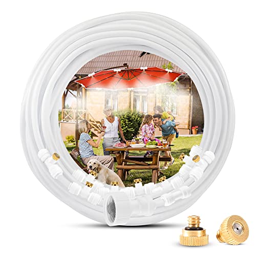 Homasky Mister System for Outside Patio, 50 FT Outdoor Misters for Outside Patio, Misting System for Cooling Producing Water Mist in Backyard, Trampoline, Porch, Deck, Umbrella, Garden