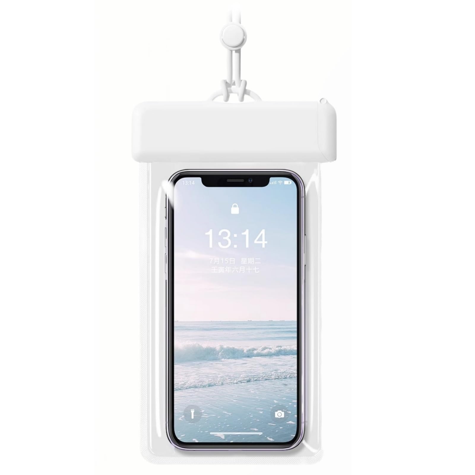 Wasserdichte Handytasche, universelle Trockentasche für Strand, Schwimmen und Outdoor-Aktivitäten, IPX8-zertifiziert, passend für alle Handys bis zu 18,3 cm (7,2 Zoll), Weiß