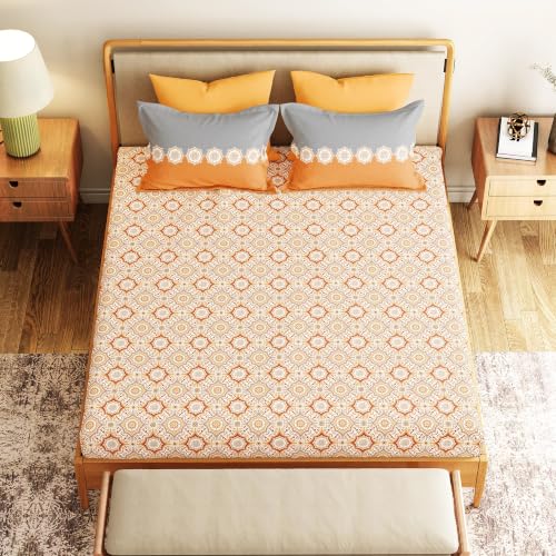 Image of Mytrident Bedsheet for Double Bed King Size |108 inch x 108 inch | Meadow Brown | 120 TC Flatsheet with 2 Pillow Covers| 100% Cotton Bedsheet for King Size Bed | Everyday Collection