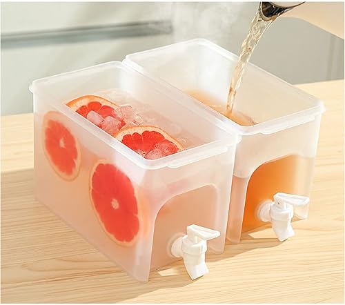 Miniatura 5 de Dispensador de bebidas para bebidas heladas, dispensador de bebidas de plástico de 4 litros, con espita boca ancha, contenedor de limonada fácil de