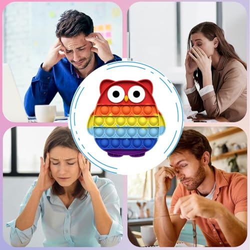 BLPRKOT Pop It für Kinder und Erwachsene Ideal als Anti-Stress-Spielzeug Bunte Eule Anti stress spielzeug Autismus Special Needs Stress Reliever Besondere Bedürfnisse Entpacken Stressabbau Reliever