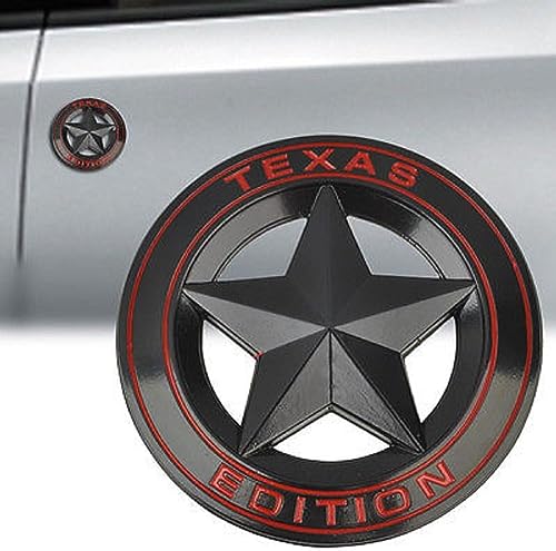 Image of AutoBizarre 3D Raised Matte Black Round Star Texas Edition Metal Monogram Emblem Badge Sticker for All Cars & Bikes
