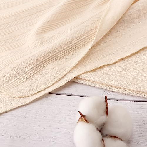Image of AQOKKA Newborn Receiving Blanket with Bow Hat Mittens Wooden Card Set Wheat-Pattern Newborns Toddler Baby Boy Girl Nursery Swaddle Wrap