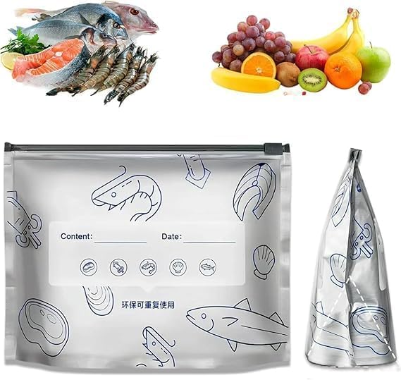 Image of Reusable Aluminum Foil Zip-Lock Storage Bags - 30 Pcs Assorted Sizes (10 Large, 10 Medium, 10 Small) Leakproof Stand-Up Pouches for Food Storage, Freezing & Kitchen Organization