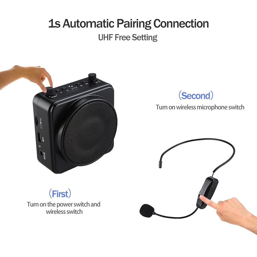 Portatile PA Amplificatore Vocale Microfono Auricolare 2200mA Amplificatore Altoparlante Voice Booster