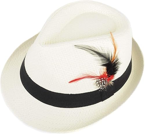 WESTEND Fedora unisex de ala corta Sombreros para hombres y mujeres + sombreros de paja Fedora sombreros de malla refrescante, sombreros de Fedora