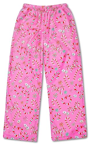 Image of iscream Big Girls Silky Soft Plush Fun Print Fleece Pants - Holiday Cheer Collection