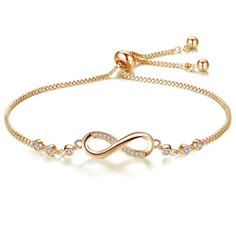 Shining Diva FashionEndless Love Crystal Infinity Bracelet for Women CZ Diamonds Latest Stylish Adjustable Charm Tennis Bracelet for Girls