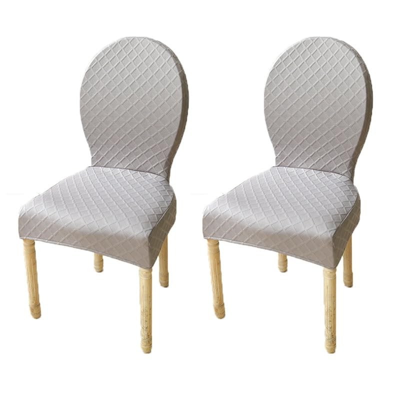 Housse de chaise dossier rond ovale lot de 2 grand modele couverture gris