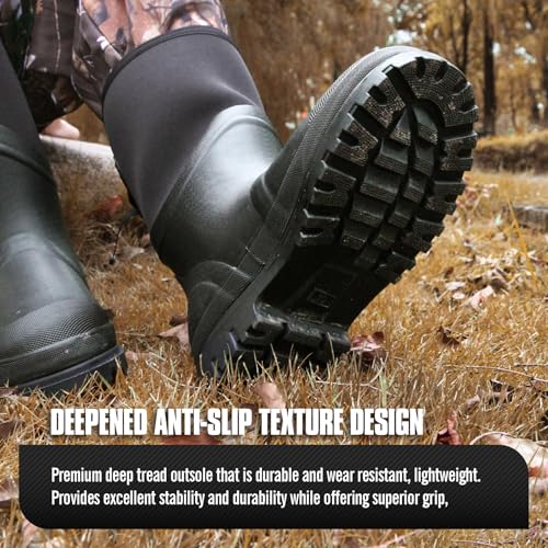 GUGULUZA Neopren Isoliert Gummistiefel für herren Jagd Angeln Hof warme Wasserdicht Stiefel Schwarz