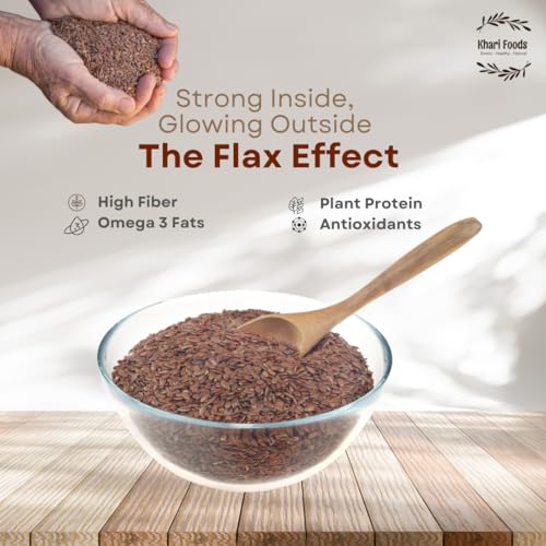 Image of Khari Foods Organic Flax Seeds 1kg, Fat Loss, Omega 3 & Anti-oxidants Rich, Gluten Free (Pack of 2)