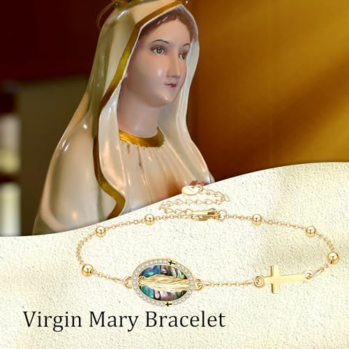 Christian Bracelet 925 Sterling Silver Armor of God/Virgin Mary/Serenity Prayer Bracelets Abalone Shell Christian Religious Amulet Catholic Jewelry Gifts for Women Men2