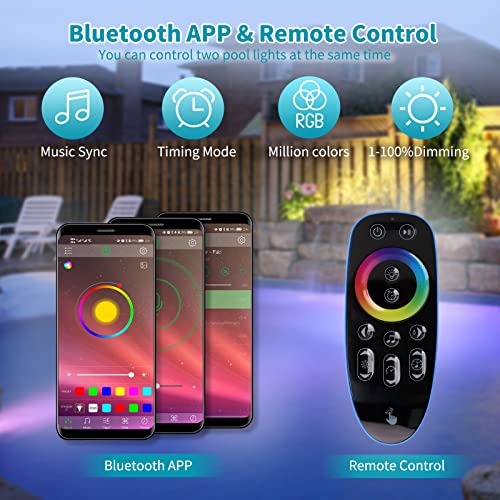 2-Pack Led Pool Lights With App Control For Above Ground Pools, 15W Rgb Submersible Led Lights With Smart Music Sync Color Changing, Landscape Underwater Lights For Swimming Pools, Fountains, Aquarium #TOP2
