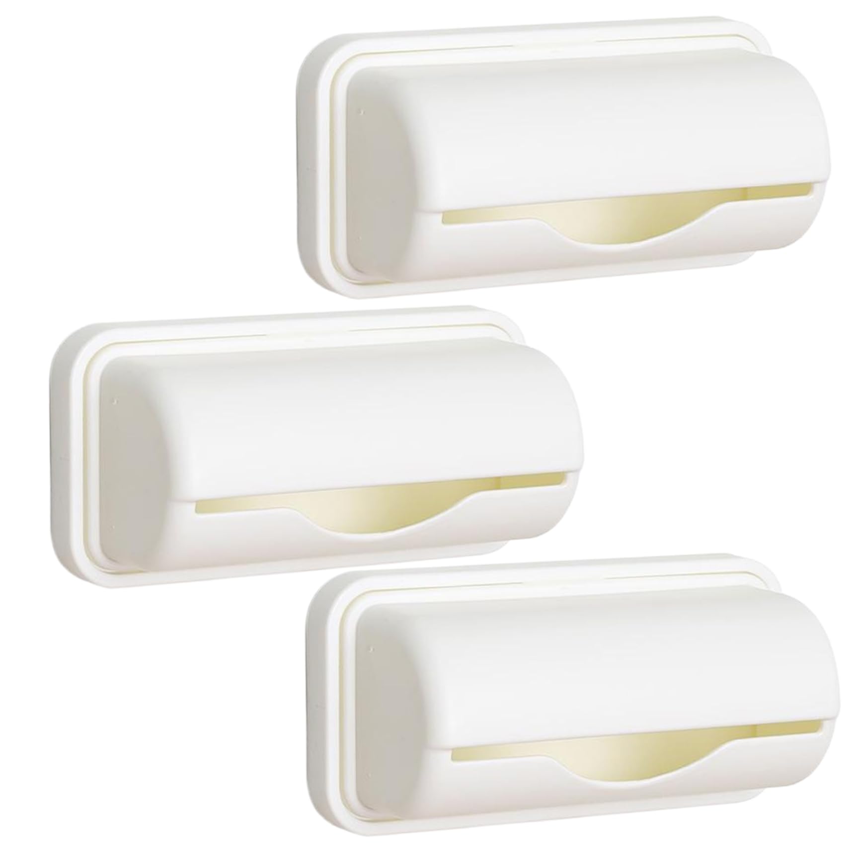 Tsawntd 3PCS Bag Dispenser 5.9x5.3x2.6'' Adhesive Trash Bag Holder with Large Opening Garbage Dispenser with Smooth Extraction for Kitchen and Bathroom Garbage Trash Holder