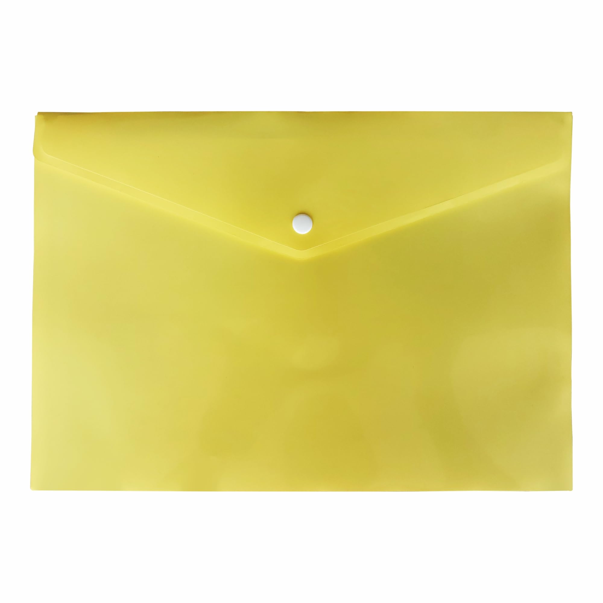 Pack of 50- Yellow A4 Stud Document Wallet Folder Carry Popper Folder A4 Polypropylene File Plastic Envelope File with Button Closure Document Organizer for Offices & Home