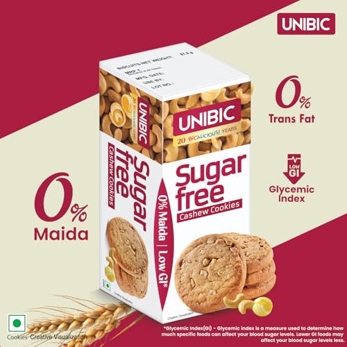 Image of Unibic Sugar Free Cashew Cookies, 75 /67.5gm(weight may vary) (Pack of 2)