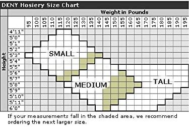 dkny hosiery size chart