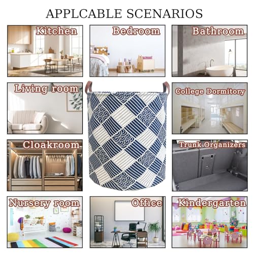 Image of 80L Waterproof Laundry Hamper in Family Leather Handle Laundry Basket in Dormitory Collapsible Laundry Bag in Nursery (91-Satisfied laundry hampers)