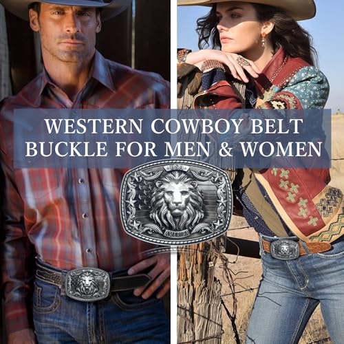 Image of Western Cowboy Belt Buckles Men - Western Belt Buckle Vintage Country Belt Buckle for Men Women Cowgirl Cowboy Gifts