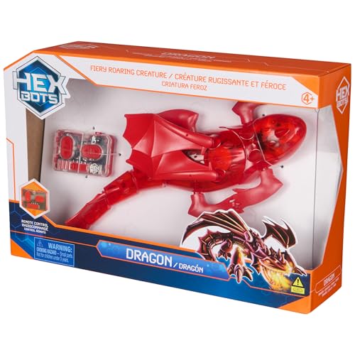 Image of HEX Bots Remote Control Dragon, Rechargeable Robot Dragon Toys for Kids, Adjustable Robotic Figure Toys for Boys & Girls Ages 4 & Up, Red