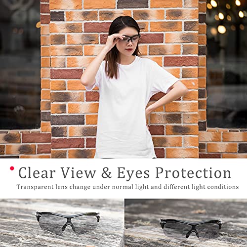 ROCKBROS Lunettes de Soleil Sport, Cyclisme Lunette Photochromiques pour Vélo VTT Pêche, Verres Transparents en PC Anti-UV400 Ultra-léger Unisexe - Image 8