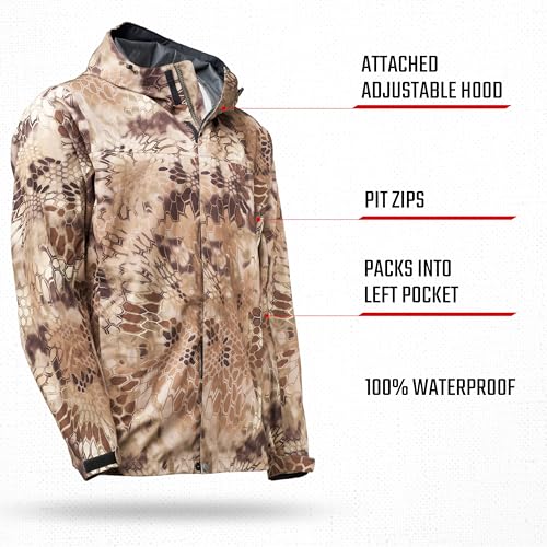 Kryptek Men’s Jupiter Waterproof, Breathable, Packable Camo Hunting Jacket3