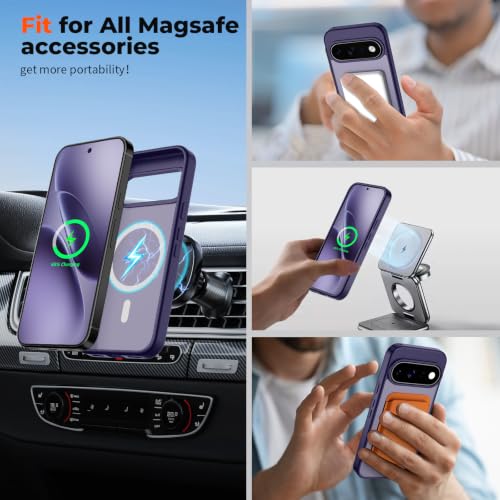 Image of SUPFINE Magnetic for Google Pixel 11 Pro Case - Dark Purple | With Screen Protector,Translucent Matte,Built-in Magnets,Military Grade Drop Protection,Shockproof Phone Cover