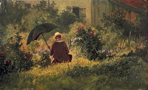 Affiche toile le Peintre au jardin Carl Spitzweg pour décorer un grand mur vide