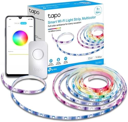 TP-Link Tapo RGBIC Ruban LED 5m, Bande LED Connectée WiFi, LED Chambre RGBIC Multicolore, Zones de couleurs personnalisées, Contrôle via App, Commande vocale Alexa et Google (Tapo L920-5)