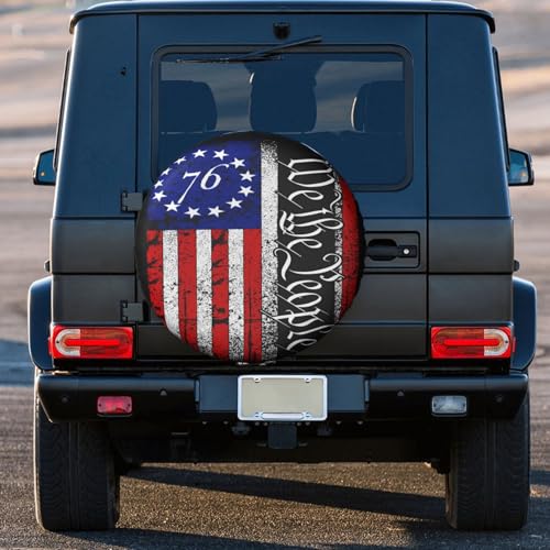 Image of Vintage America American Flag Spare Tire Cover Weatherproof Wheel Protectors Dust-Proof Sun Protection Wheel Tire Covers Universal Fit for Truck SUV RV Camper Trailer Car Accessories 15 inch