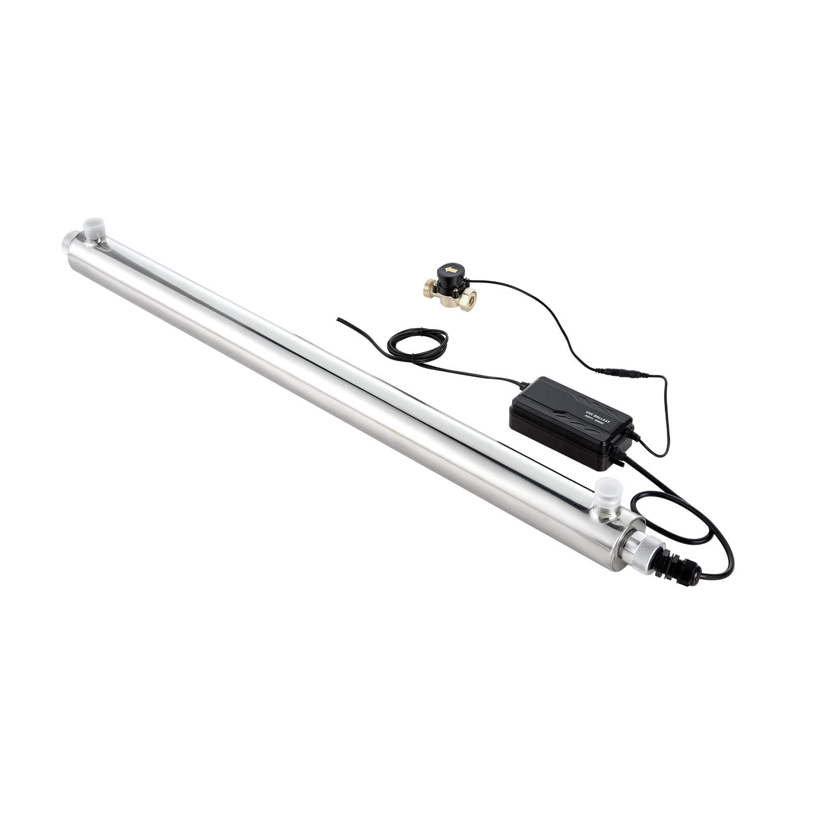 VEVOR Purificateur d'Eau UV 55 W 45,4 L/min, Filtre à Eau Ultraviolet avec Boîtier en Acier Inoxydable, Filtration pour Toute la Maison avec Manchon en Quartz, Adapté pour la Douche Boire Nettoyage