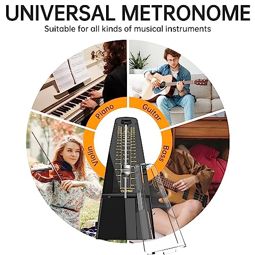 image for AODSK Mechanical Metronome Black Universal Metronome for Piano Guitar 