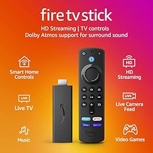 Amazon Fire TV Stick, Alexa Voice Remote, TV controls and access to hundreds of thousands of films and TV episodes