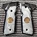 CTG Custom Grips for Beretta 92 FS,White Pearl Resin with Gold Medallion,Black Wood Texture,Fits 92FS, 92F, 92A1, M9, M9A1 – Full Size Grip Panels