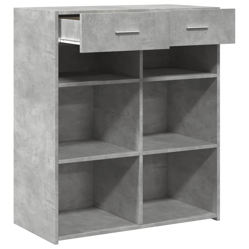 Szafka szarość betonu 80x42,5x93 cm materiał drewnopochodny z 2 szufladami pojemna komoda do przechowywania do salonu przedpokoju sypialni łatwa w czyszczeniu meble stabilne i odporne na wilgoć
