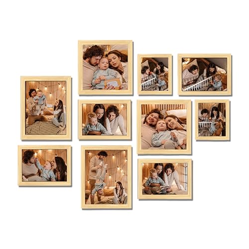 Image of Art Street Modern Wall Collage Photo Frame, Individual Picture Frame Set For Living Room, Decorative Wall Hanging Home Decor-Set Of 10 (4x6, 6x8, 8x8, 8x10 Inch, Beige)