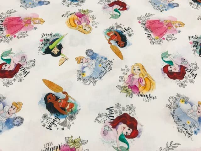 Tela de princesas, Tela de frozen, telas infantiles, algodón 100%, manualidades y labores, 1 metro x 140 cms