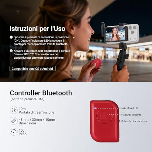 Image of NEEWER Basics 4 inch Magnetic Vlog Selfie Monitor Screen, 4K 120fps Wired Recording, Back Camera Monitor with Remote for TikTok Video Streaming, Only Compatible with iPhone 17 16 15 Series, M4C