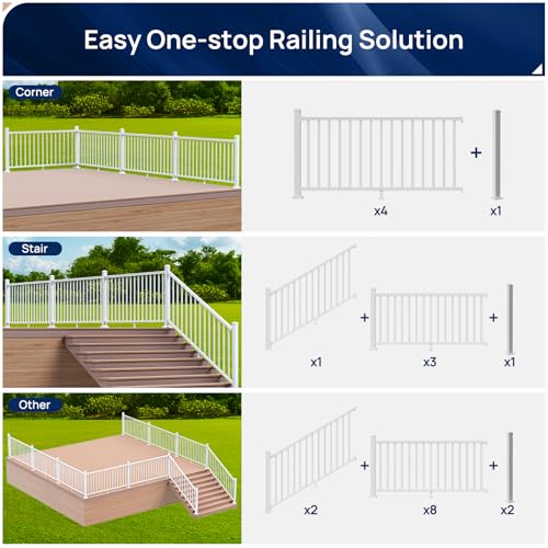 Image of Egadis 1 Pack 42 in.x 2.56 in. x 2.56 in. Deck Railing Post with Screws, Aluminum Railing Post, White Outdoor Textured Powder-Coat Finish Stair Post for Decks, Porches & Balconies (1 Post)