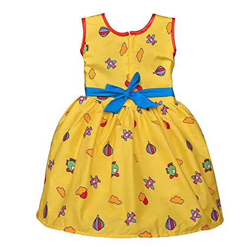 Image of Wish Karo Baby Girls Cotton Frock Causal Dress for Girls-Orange Dress - (ctn306)